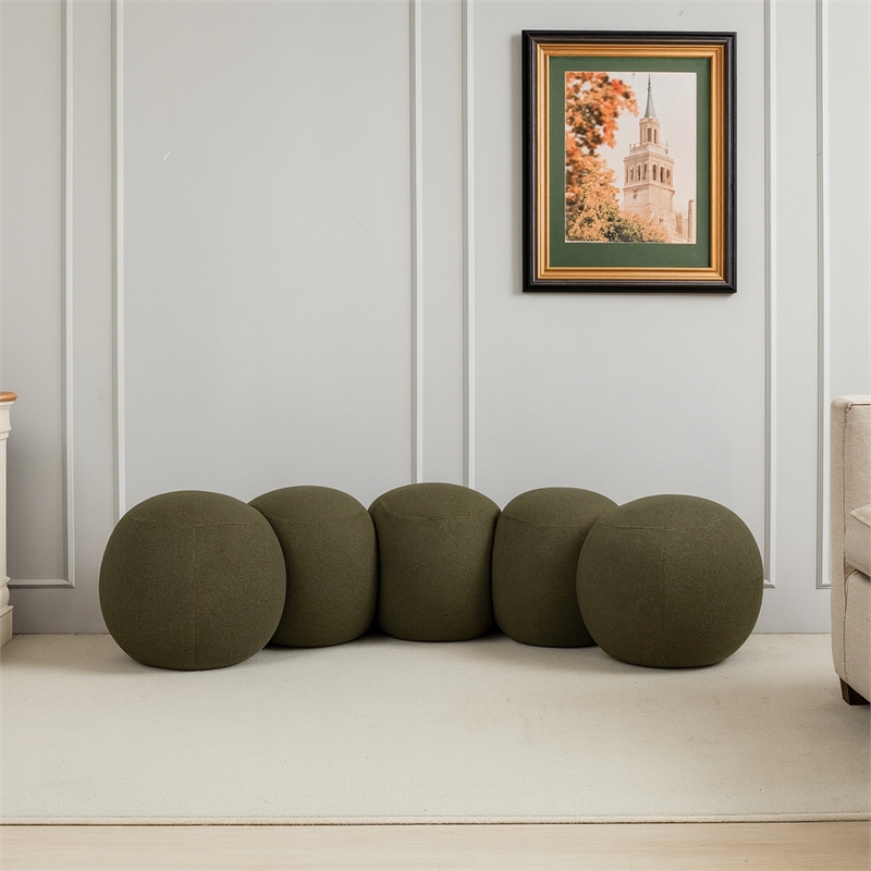 Meridian Furniture Apollo Olive Boucle Fabric Bench