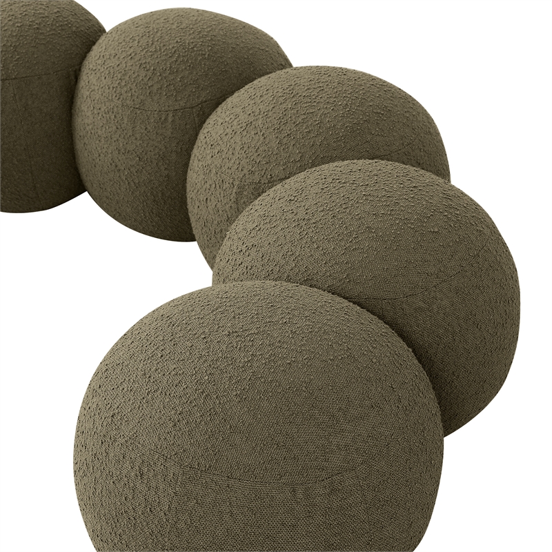Meridian Furniture Apollo Olive Boucle Fabric Bench
