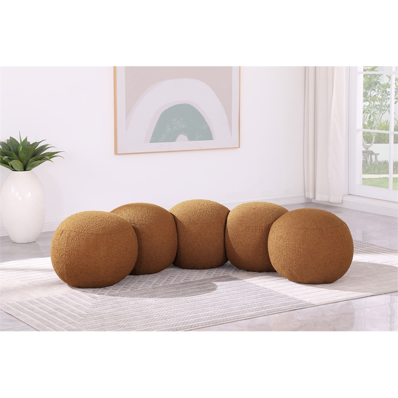 Meridian Furniture Apollo Saddle Boucle Fabric Bench