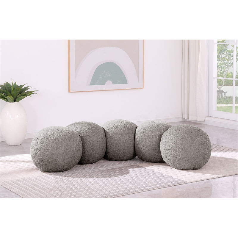 Meridian Furniture Apollo Taupe Boucle Fabric Bench