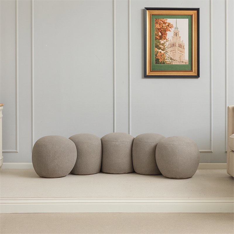 Meridian Furniture Apollo Taupe Boucle Fabric Bench