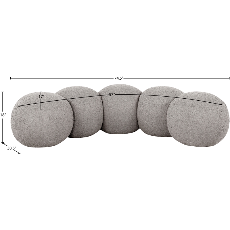 Meridian Furniture Apollo Taupe Boucle Fabric Bench
