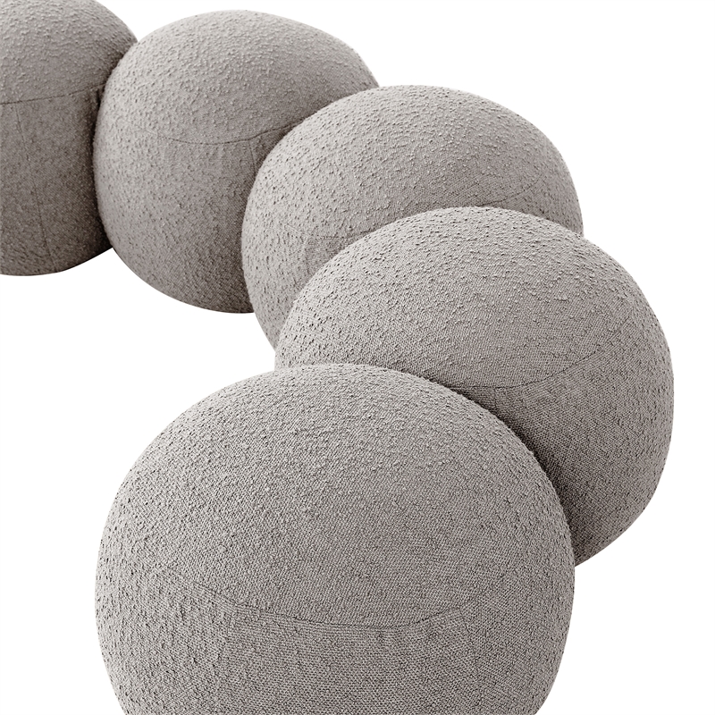 Meridian Furniture Apollo Taupe Boucle Fabric Bench