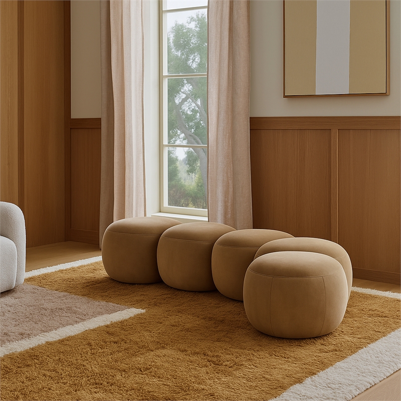Meridian Furniture Apollo Beige Velvet Bench