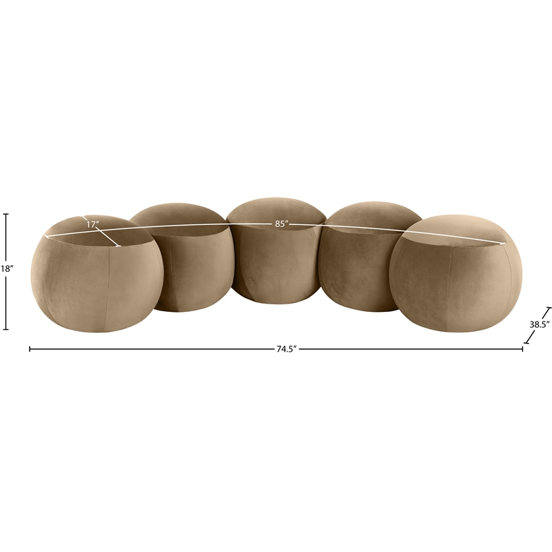 Meridian Furniture Apollo Beige Velvet Bench