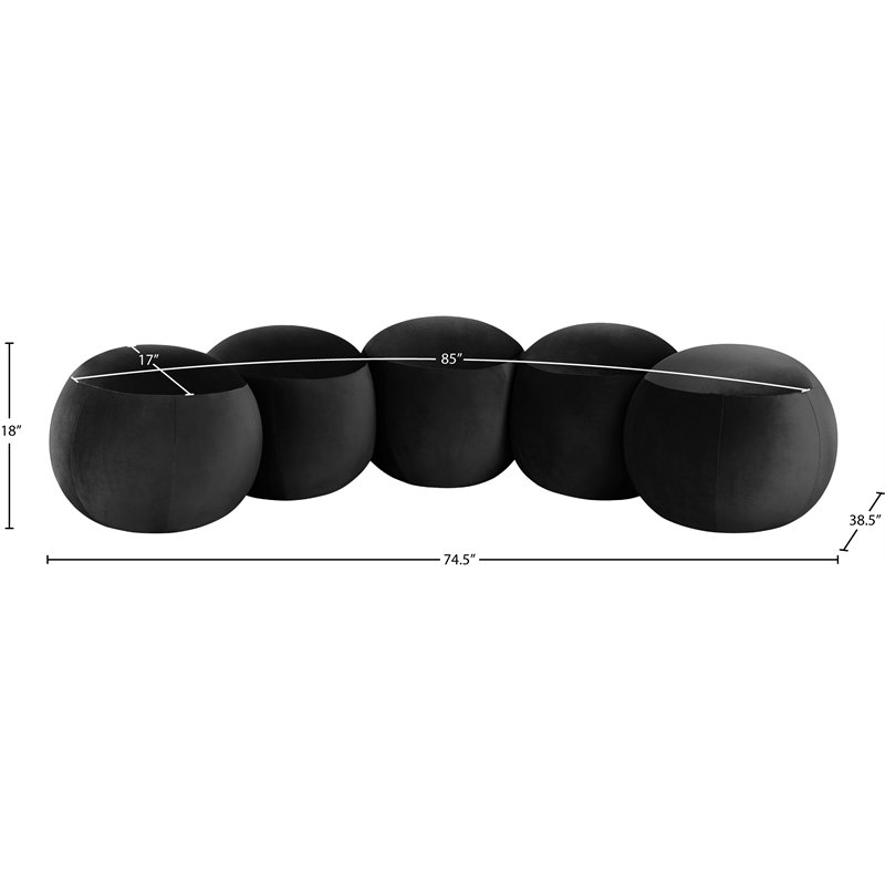 Meridian Furniture Apollo Black Velvet Bench