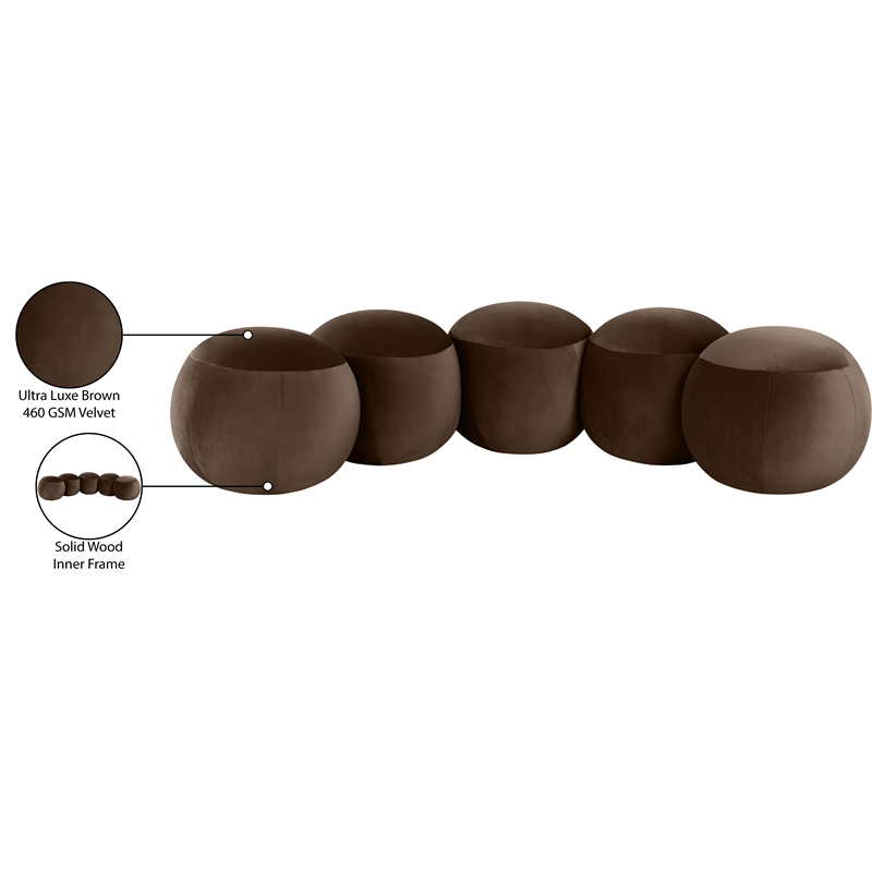 Meridian Furniture Apollo Brown Velvet Bench