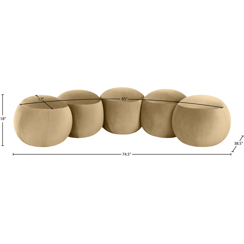 Meridian Furniture Apollo Camel Velvet Bench