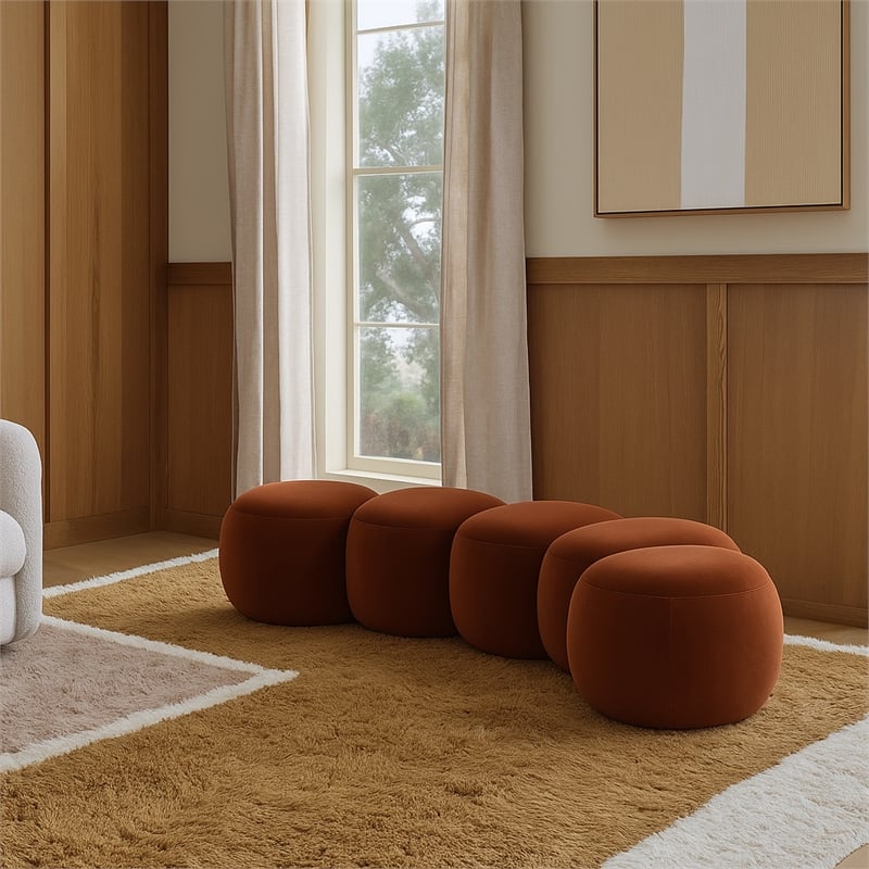 Meridian Furniture Apollo Cognac Velvet Bench