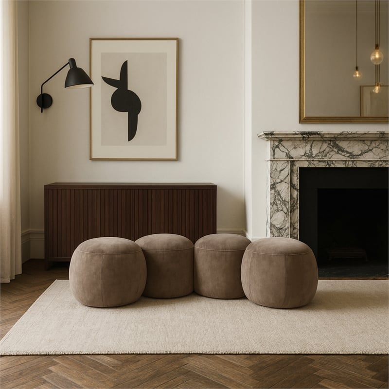 Meridian Furniture Apollo Taupe Velvet Bench