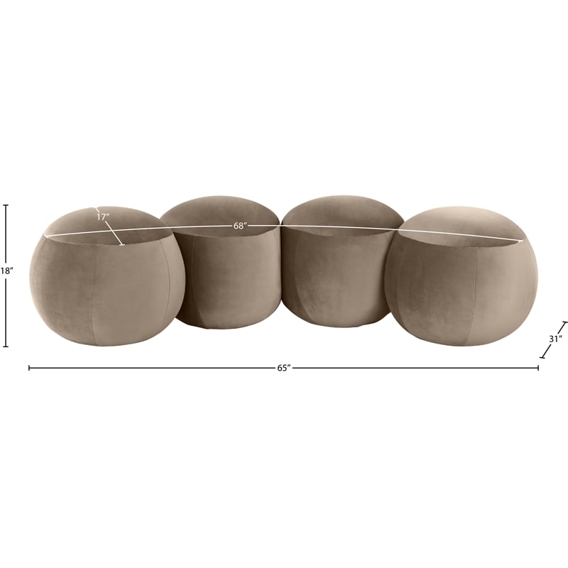 Meridian Furniture Apollo Taupe Velvet Bench