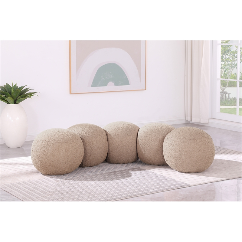 Meridian Furniture Apollo Beige Boucle Fabric Bench