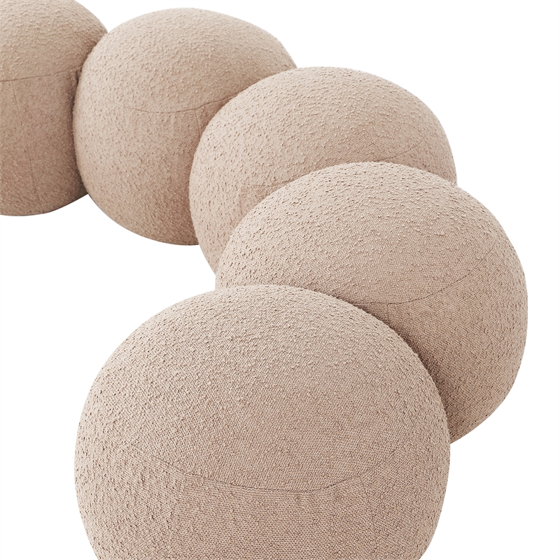 Meridian Furniture Apollo Beige Boucle Fabric Bench