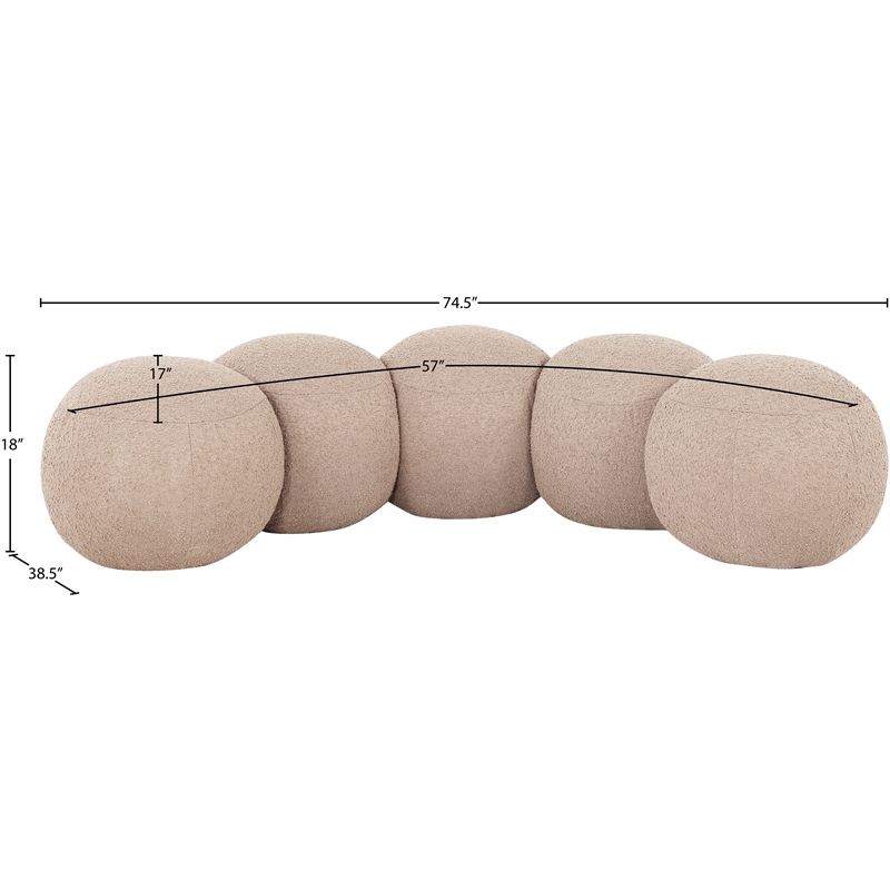 Meridian Furniture Apollo Beige Boucle Fabric Bench