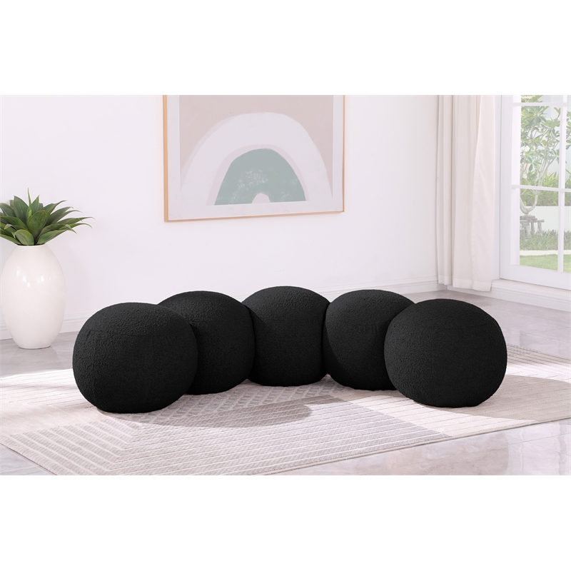 Meridian Furniture Apollo Black Boucle Fabric Bench