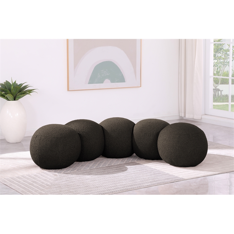 Meridian Furniture Apollo Brown Boucle Fabric Bench