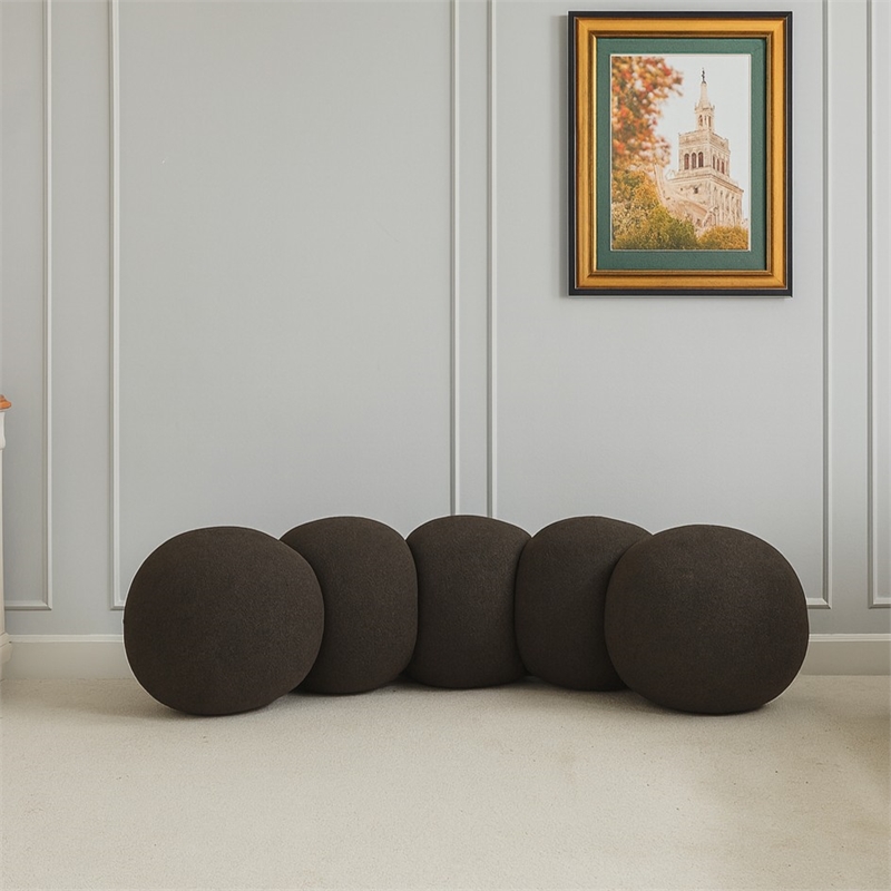 Meridian Furniture Apollo Brown Boucle Fabric Bench