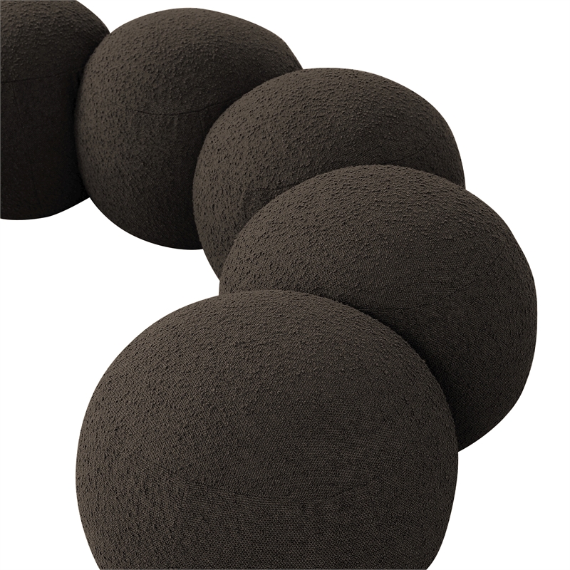 Meridian Furniture Apollo Brown Boucle Fabric Bench