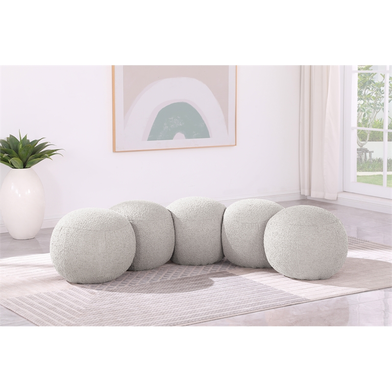 Meridian Furniture Apollo Cream Boucle Fabric Bench