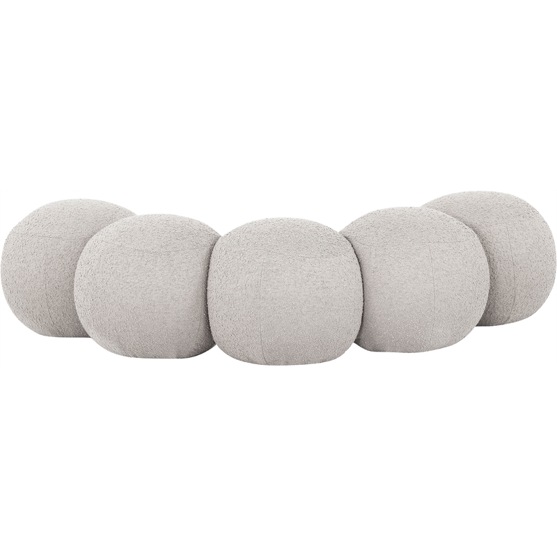 Meridian Furniture Apollo Cream Boucle Fabric Bench
