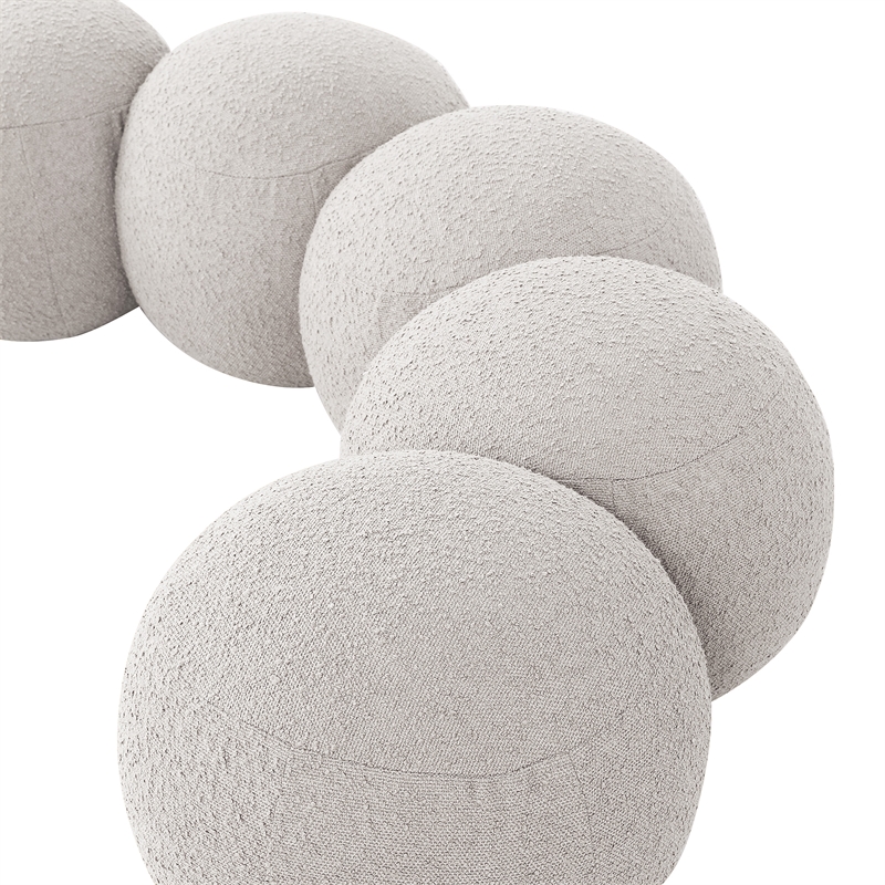 Meridian Furniture Apollo Cream Boucle Fabric Bench
