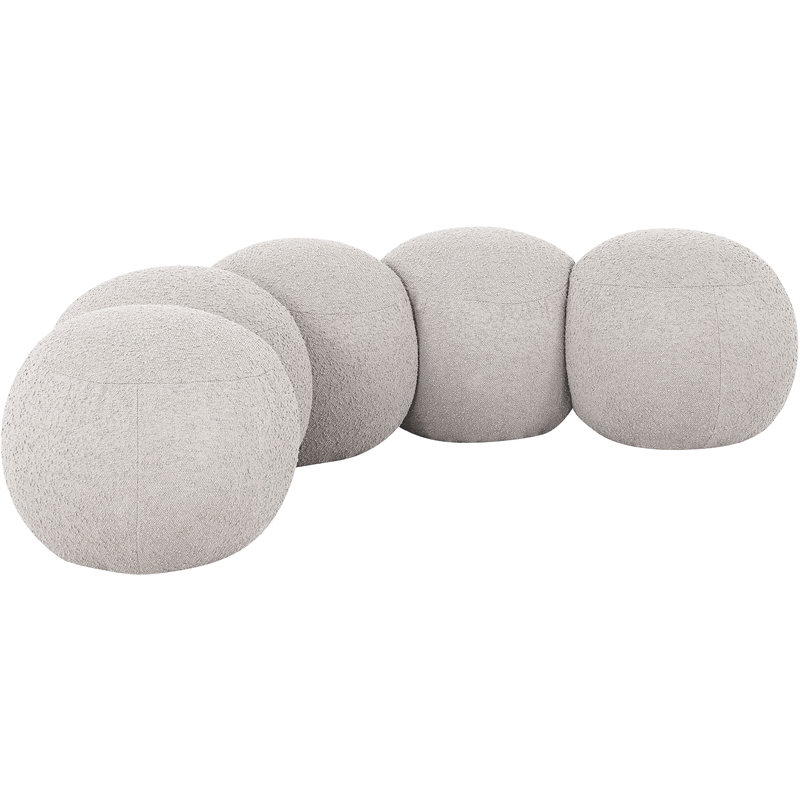 Meridian Furniture Apollo Cream Boucle Fabric Bench