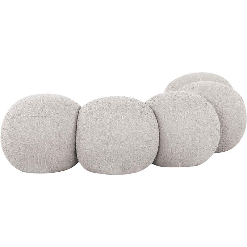 Meridian Furniture Apollo Cream Boucle Fabric Bench
