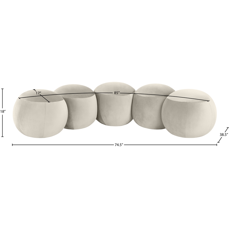 Meridian Furniture Apollo Cream Velvet Bench