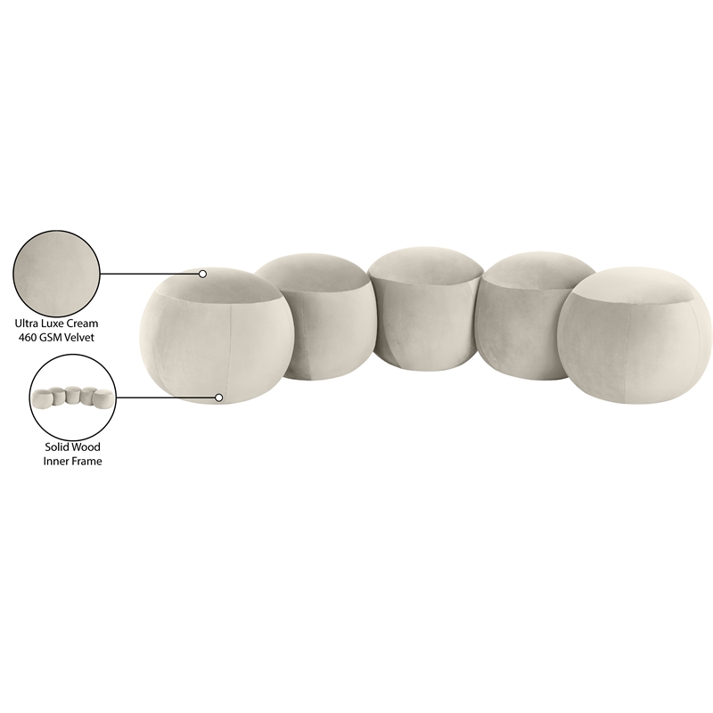 Meridian Furniture Apollo Cream Velvet Bench