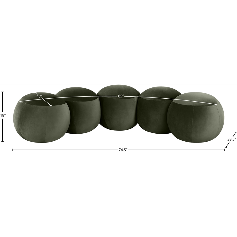 Meridian Furniture Apollo Green Velvet Bench