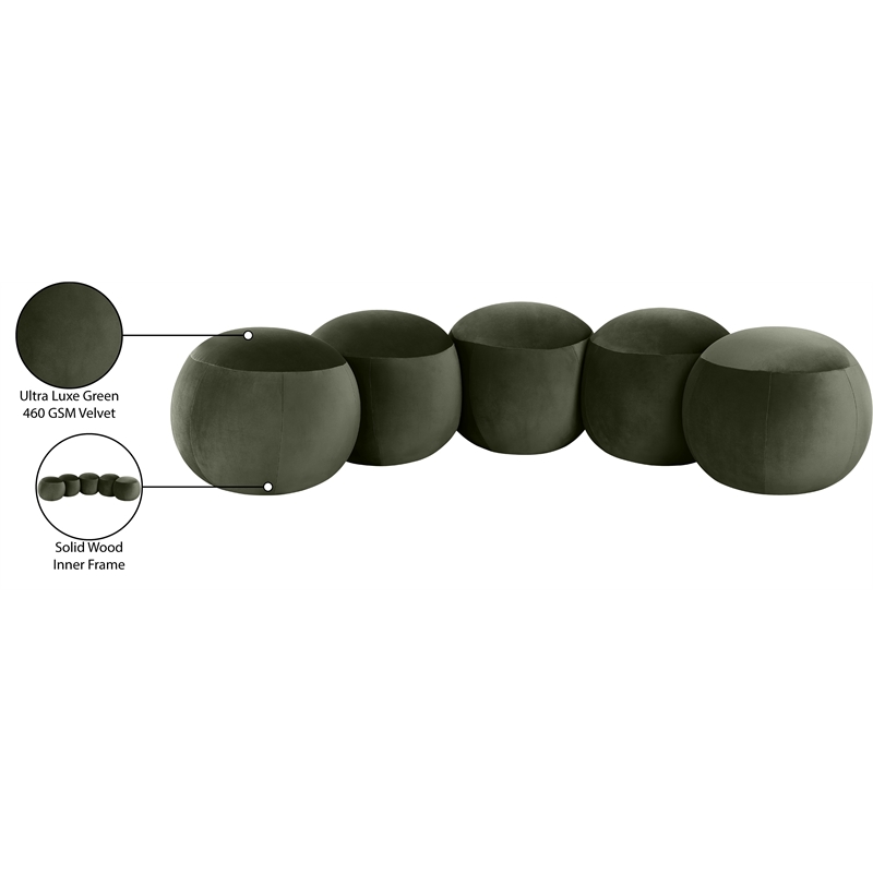 Meridian Furniture Apollo Green Velvet Bench