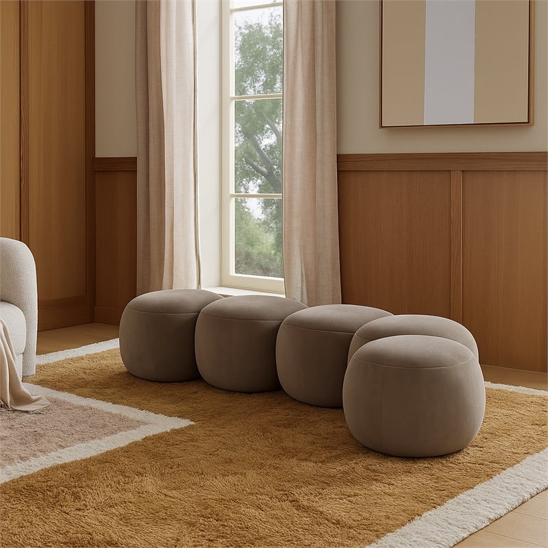 Meridian Furniture Apollo Taupe Velvet Bench
