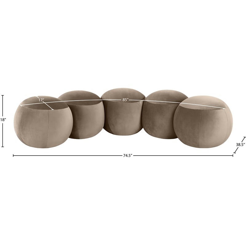 Meridian Furniture Apollo Taupe Velvet Bench