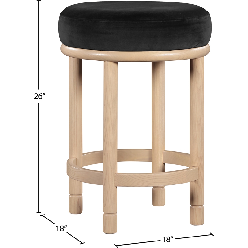 Meridian Furniture Monette Black Velvet Counter Stool
