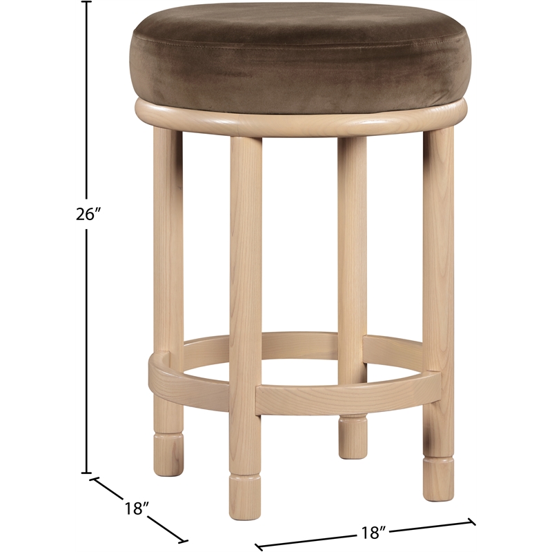 Meridian Furniture Monette Brown Velvet Counter Stool