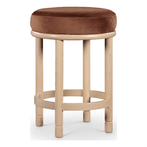 Meridian Furniture Monette Cognac Velvet Counter Stool