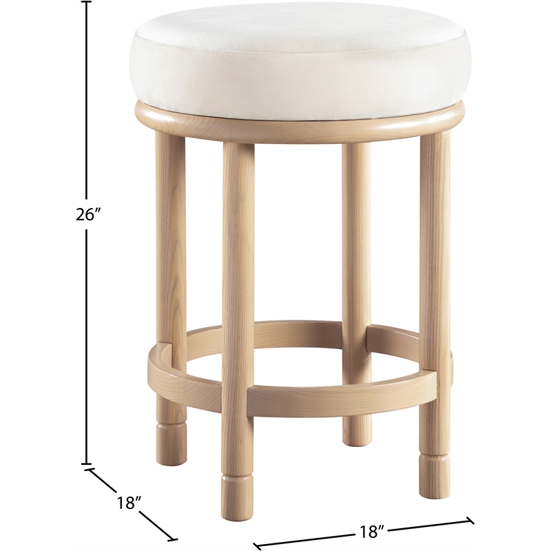 Meridian Furniture Monette Cream Velvet Counter Stool