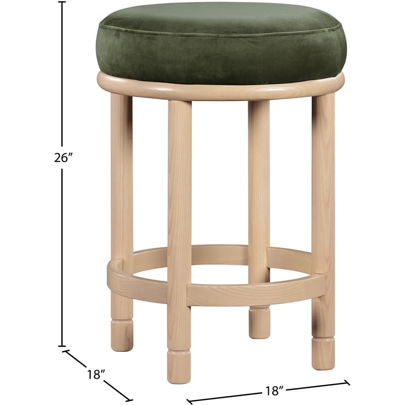Meridian Furniture Monette Green Velvet Counter Stool
