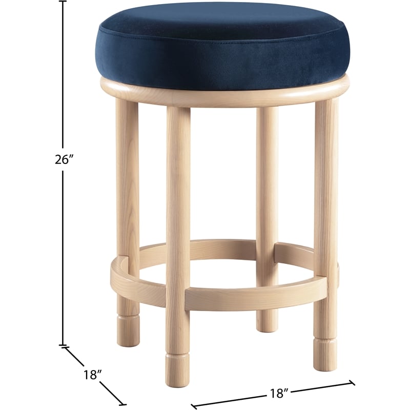 Meridian Furniture Monette Navy Velvet Counter Stool
