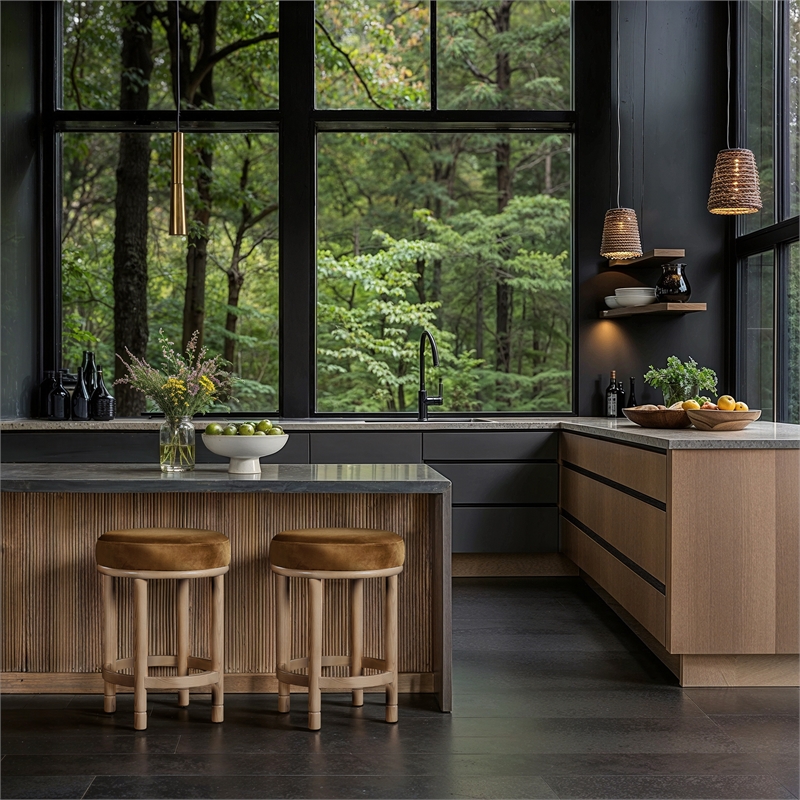 Meridian Furniture Monette Saddle Velvet Counter Stool