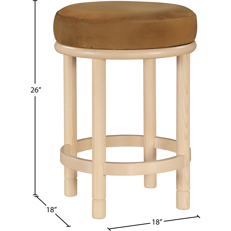 Meridian Furniture Monette Saddle Velvet Counter Stool