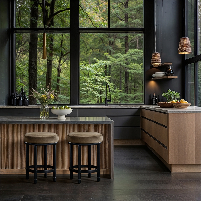 Meridian Furniture Monette Beige Velvet Counter Stool