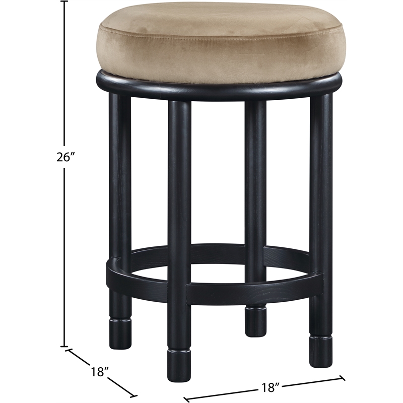Meridian Furniture Monette Beige Velvet Counter Stool