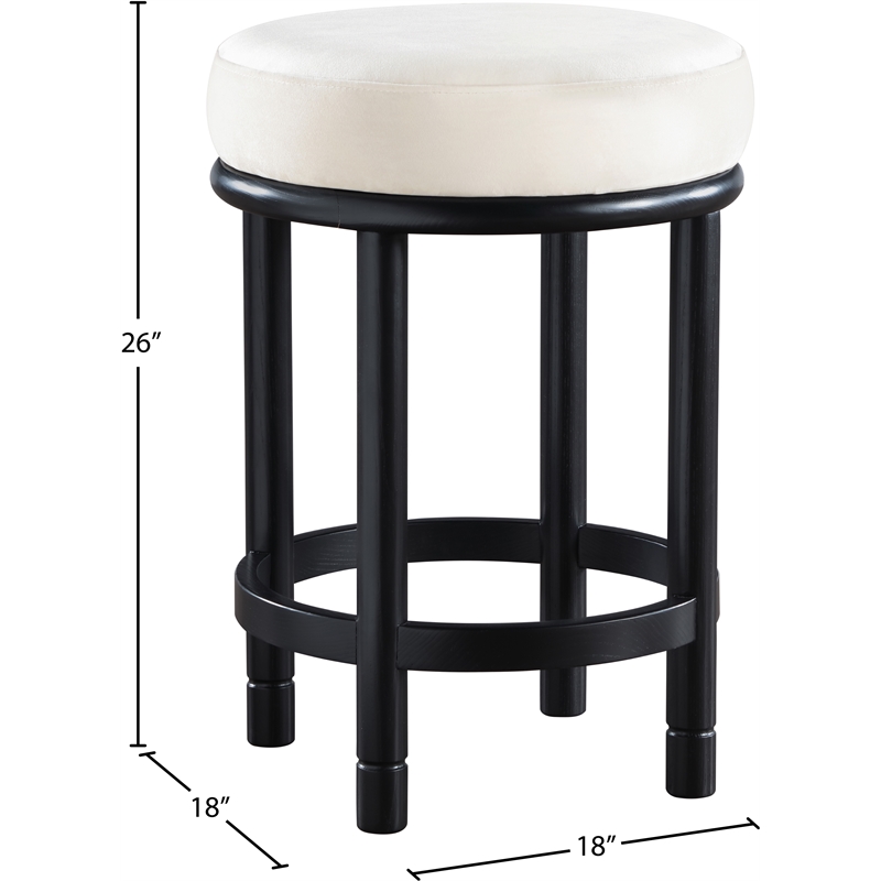 Meridian Furniture Monette Cream Velvet Counter Stool