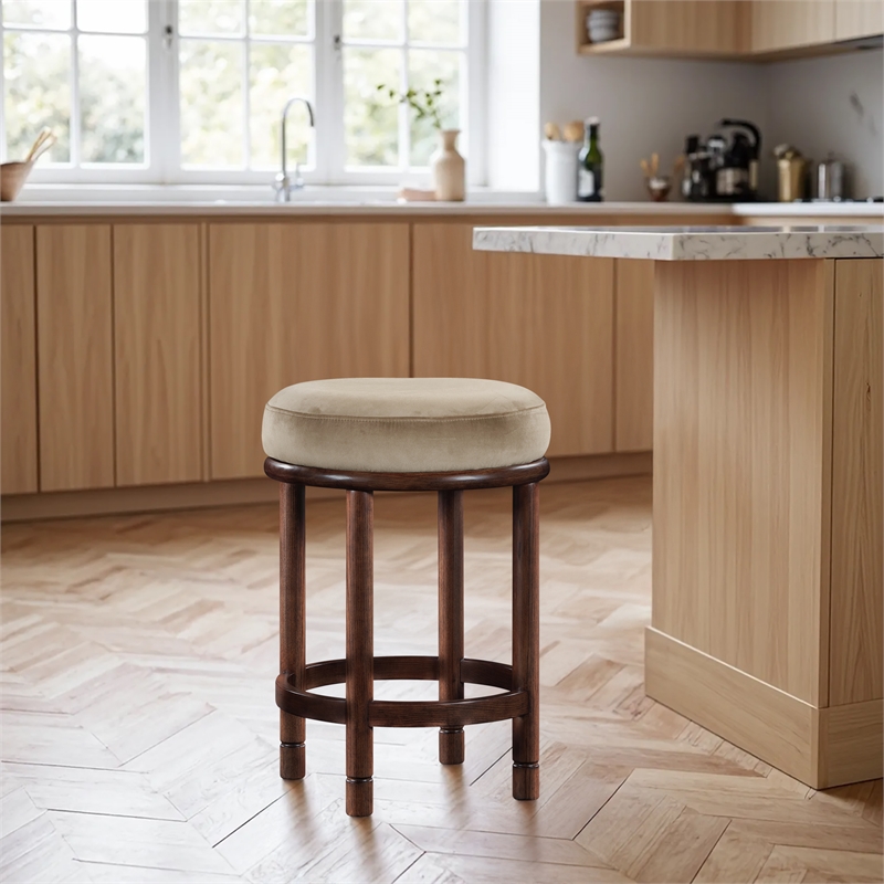 Meridian Furniture Monette Beige Velvet Counter Stool