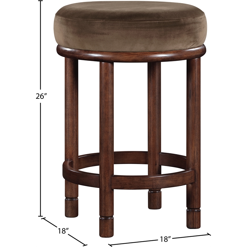 Meridian Furniture Monette Brown Velvet Counter Stool