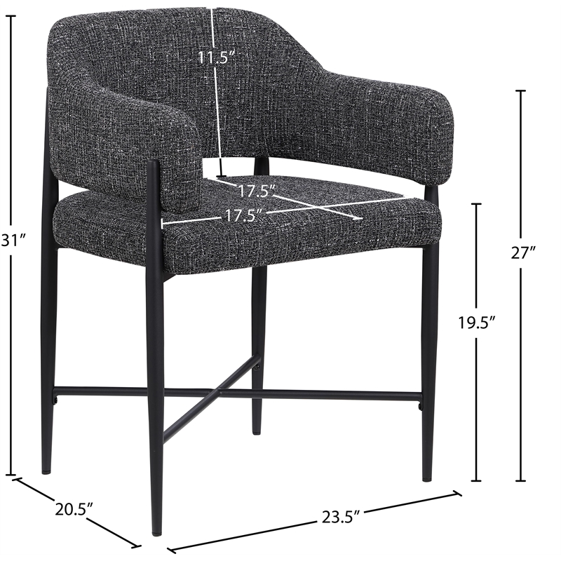 Meridian Furniture Dame Black Polyester Dining Chair (Set of 2)