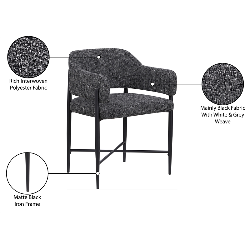 Meridian Furniture Dame Black Polyester Dining Chair (Set of 2)