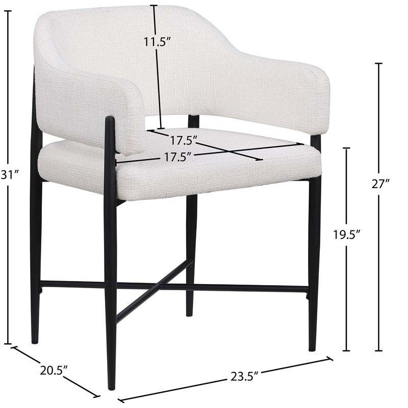 Meridian Furniture Dame Cream Polyester Dining Chair (Set of 2)