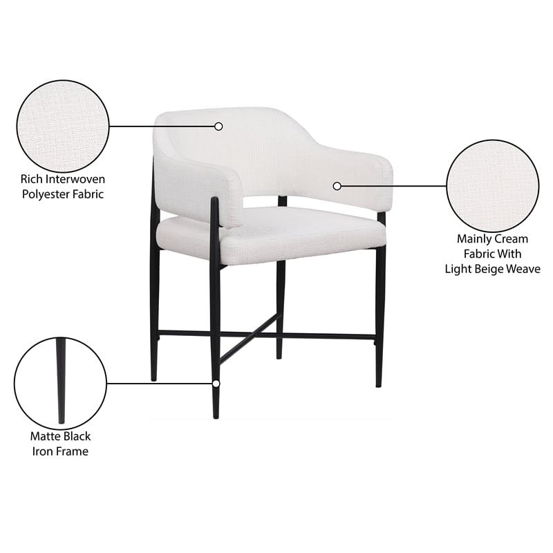 Meridian Furniture Dame Cream Polyester Dining Chair (Set of 2)